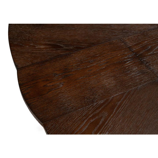 Large 100-Inch Round Jupe Table With Self-Storing Leaves,Burnt-Brown Dark Walnut Finish, Seats 8-12 People an ApExclusive by AntiquePurveyor For Sale - Image 9 of 13