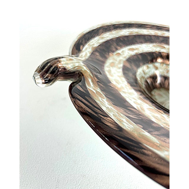 Brown Mid 20th Century Murano Glass Hand-Blown Gold Infused Leaf-Form Tray or Ashtray For Sale - Image 8 of 11