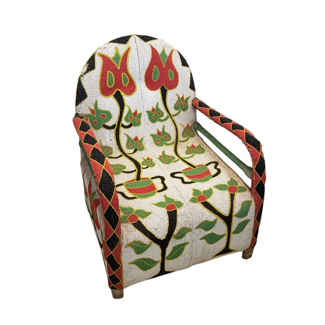 Rare to find vintage Nigerian beaded chair, perfectly sized for kids and teenagers. This striking piece features...