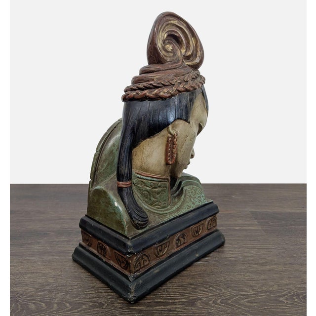 Pair of Vintage Bookends With Asian Inspired Busts For Sale - Image 10 of 18