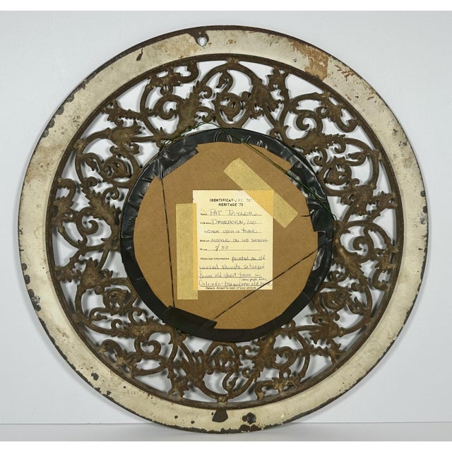 Late 19th Century Folk Art Architectural Painting Framed in Antique Stove Pipe Collar For Sale - Image 5 of 10