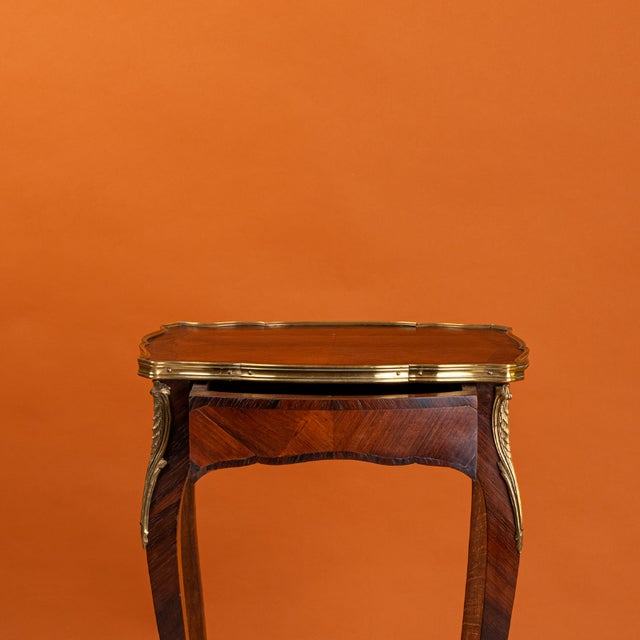 Rococo Side Table in Marquetry and Brass, 1800s For Sale - Image 3 of 7