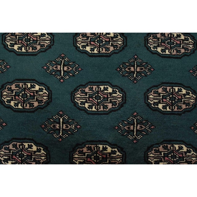 Bokhara Rug 5’4” X 8’3” Green Wool Tribal Hand-Knotted Oriental Carpet For Sale - Image 9 of 13