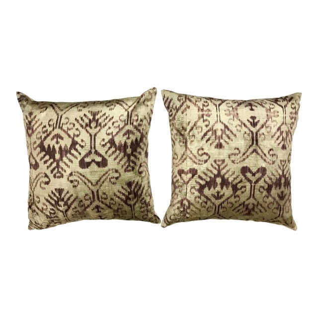 Purple Silk Ikat Pillows - a Pair For Sale