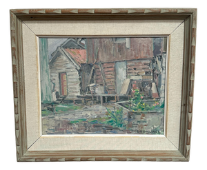 Edvin Ollers, Gårdsmotiv, 1950s, Oil on Canvas, Framed