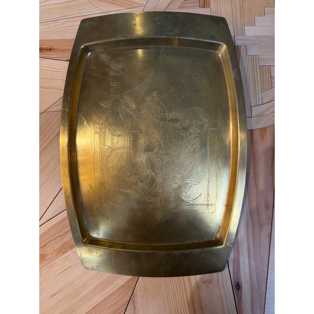 Remo Bombarieri Engraved Brass Tray For Sale In Los Angeles - Image 6 of 10