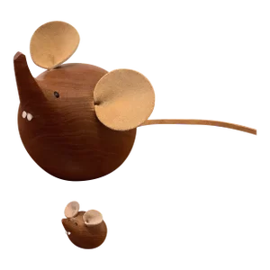 Pair of Teak Mice | H & F Denmark | Scandinavian Modern Collectible