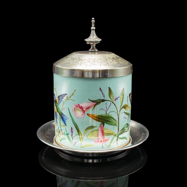 Antique Biscuit Barrel, English, Ceramic, Silver Plate, Kitchen Jar, Victorian For Sale - Image 4 of 12
