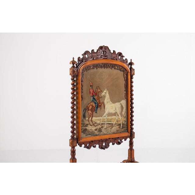 Antique Victorian Needlepoint Fire Screen For Sale - Image 3 of 15