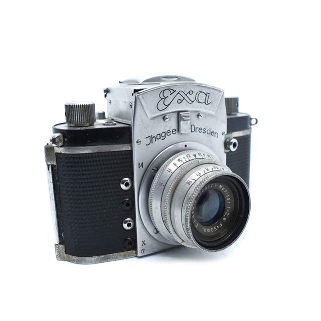 Rare Mid Century Jhagee Dresden Exa 35mm SLR Camera With E. Ludwig Meritar Lens For Sale - Image 4 of 11