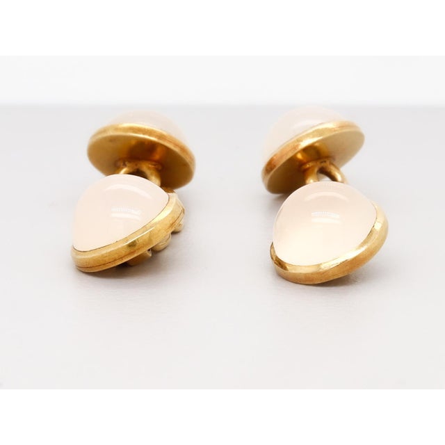 Vintage 18k Gold & Moonstone Cabochon Cufflinks For Sale - Image 9 of 11