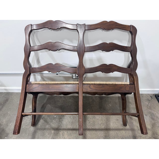 Textile 1960s French Country Natural Rush Bench For Sale - Image 7 of 9