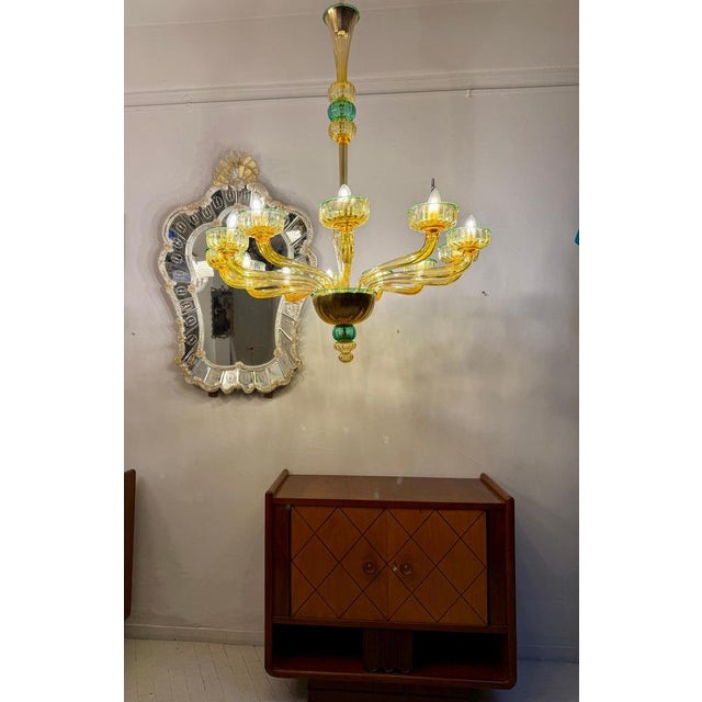 Glass Amber and Emerald Chandelier with Twelve Arms in Hand Blown Glass, 1970s, Set of 2 For Sale - Image 7 of 14