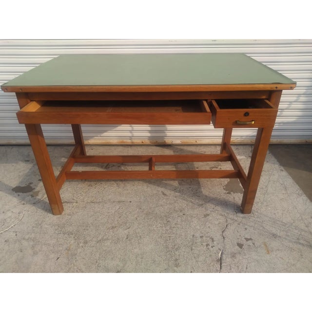 Wood Vintage Adjustable Top Oak Drafting Table For Sale - Image 7 of 10