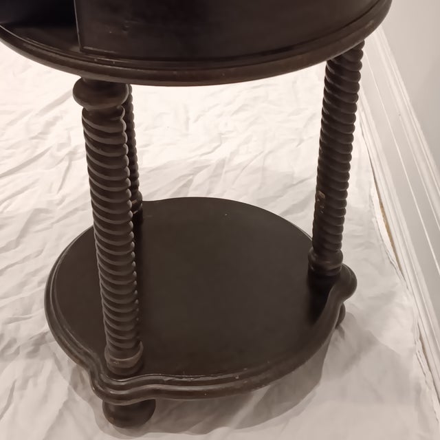 Vintage Hitchcock Ebonized Round Hooker Side/End Table For Sale - Image 9 of 14