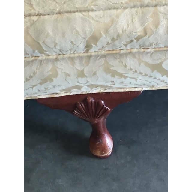 Wood Vintage 70" Hickory Highland House Yellow Upholstered Chippendale Sofa For Sale - Image 7 of 12
