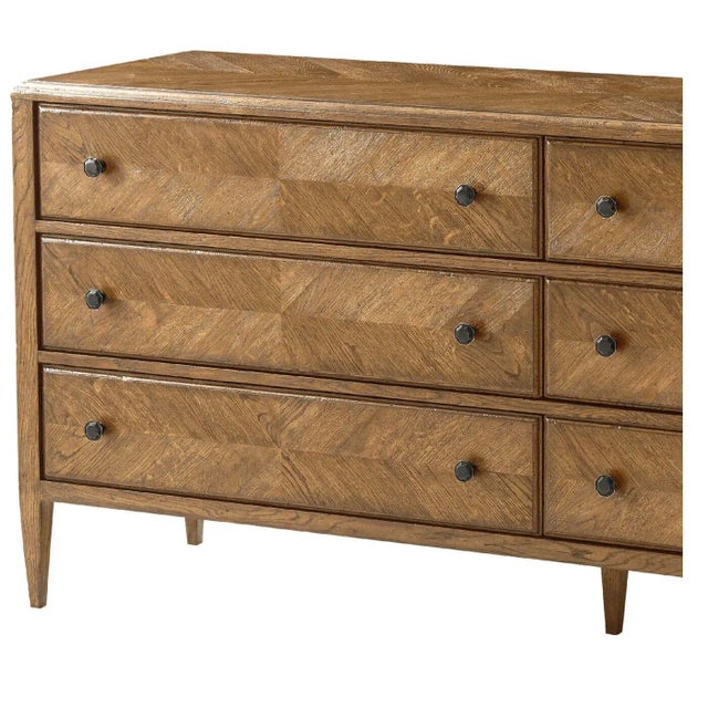 Light Oak Parquetry Six Drawer Dresser For Sale - Image 4 of 5