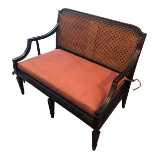 Double Caned Chinoiserie Style Loveseat by Baker For Sale