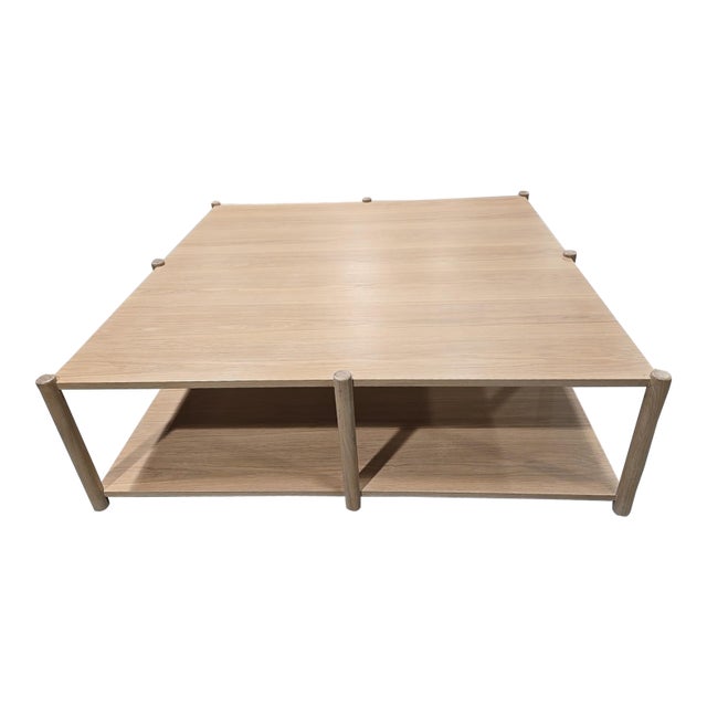Large Square Josh Greene for Dowel Loma Coffee Table in Cerused Oak For Sale