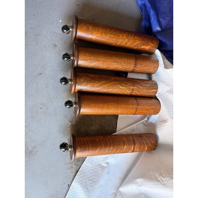 Antique Victorian Style Tiger Oak Table, Square Dining Table With Leaves on Casters For Sale - Image 16 of 17