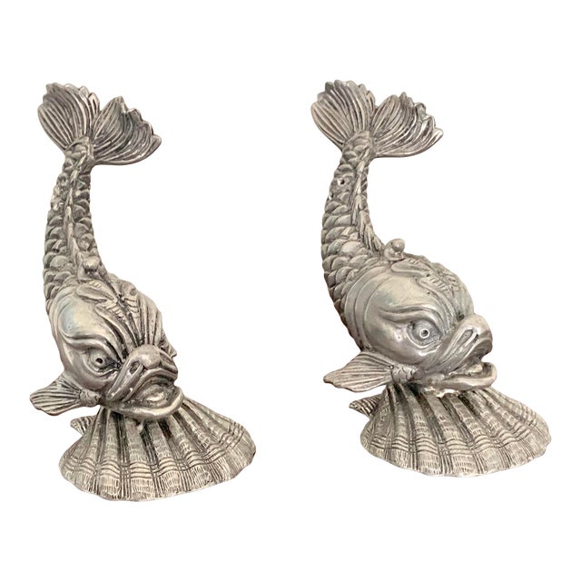 Vintage Koi Fish Pewter Salt and Pepper Shaker Set Chairish