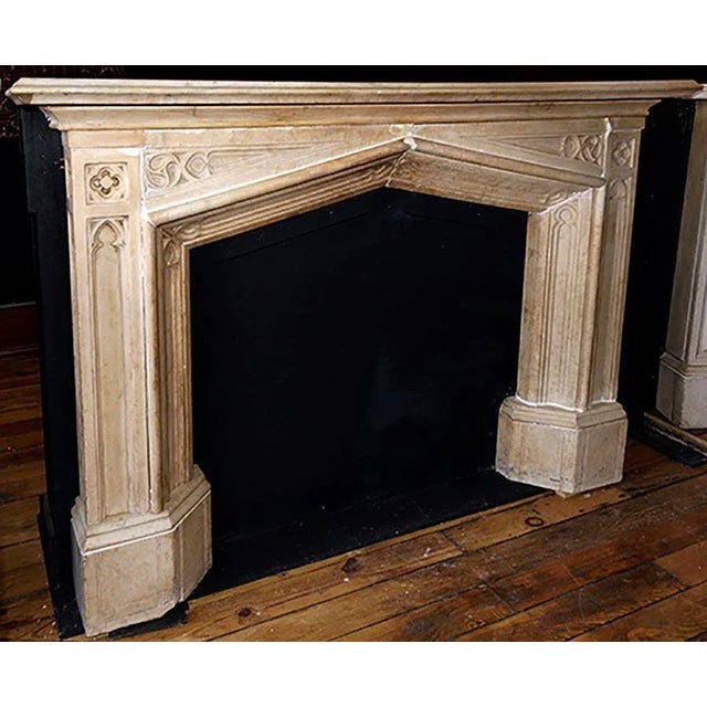 Stone Antique Marble Gothic Revival Style Mantel For Sale - Image 7 of 7