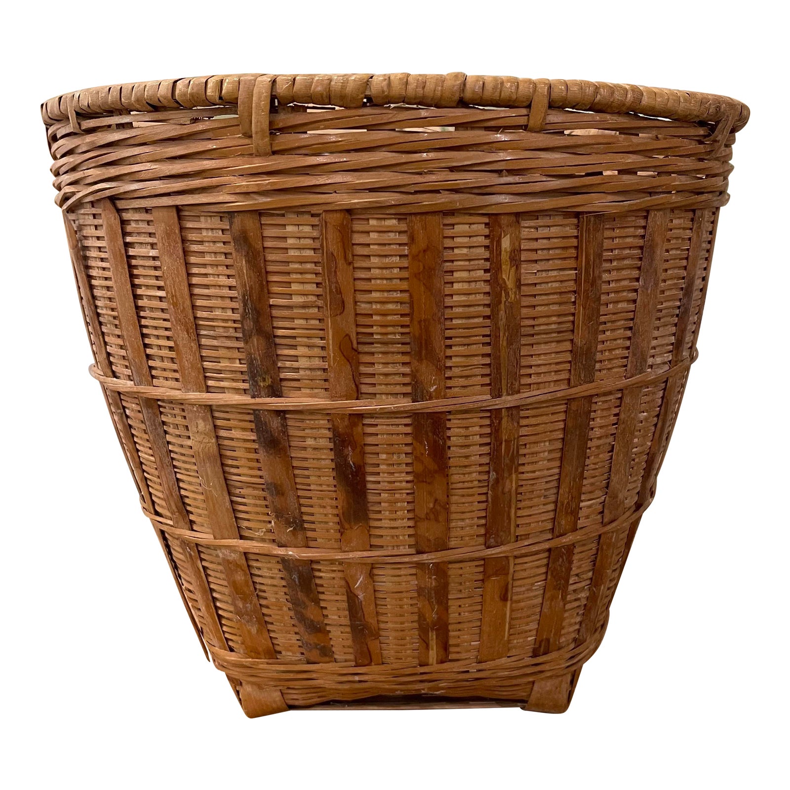Vintage Tortoise Rattan Wastebasket Chairish