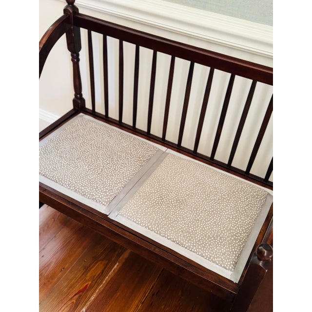 Late 20th Century Vintage Spindle Back Wooden Settee- Spindle Back Wooden Bench For Sale - Image 5 of 7