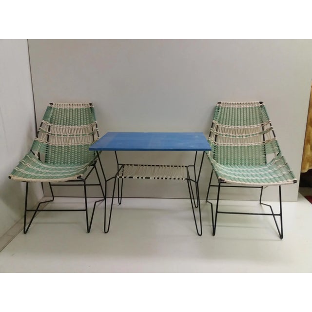 Braided Armchairs & Vertex Table, Czechoslovakia, 1960, Set of 3 For Sale - Image 11 of 13