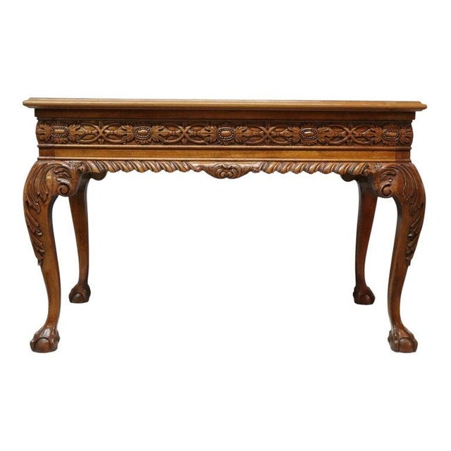 1900 - 1909 Chippendale Style Floral & Foliate Carved Mahogany Table C1900 For Sale - Image 5 of 15