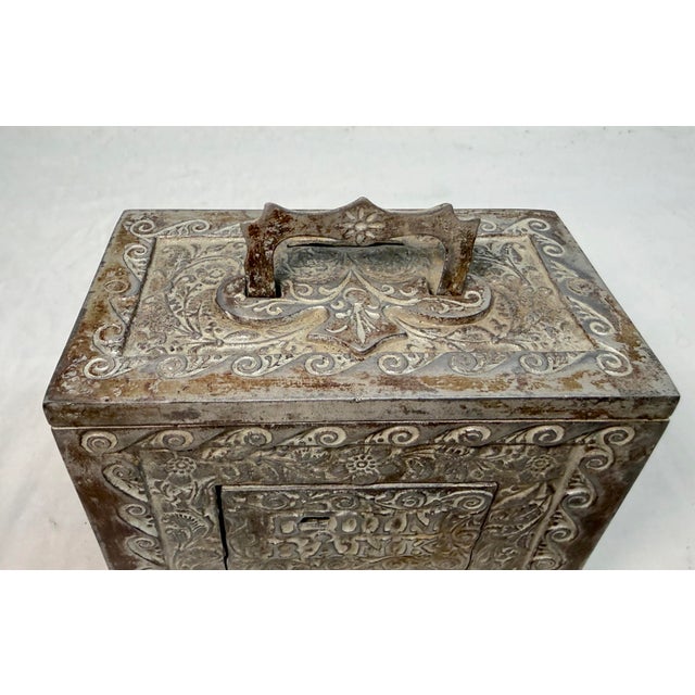 Large Antique j.e. Stevens Kodak Cast Iron Ornate Coin Still Safe With Key For Sale - Image 4 of 12
