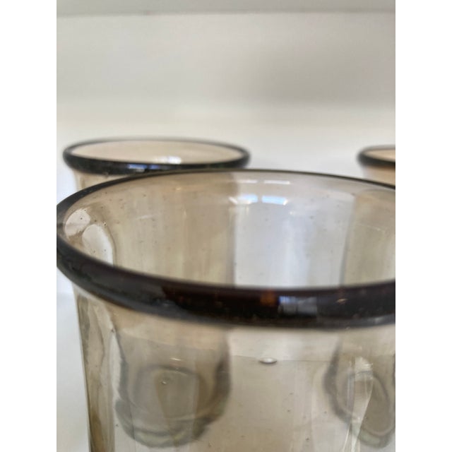 Vintage Hand Blown Amber Votive Holders For Sale - Image 4 of 6