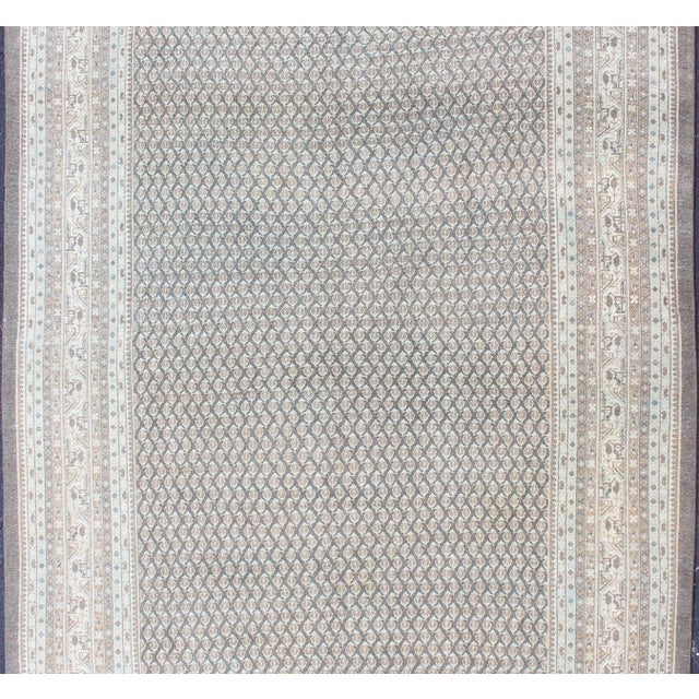 Antique Persian Tabriz Rug With Small-Scale All-Over Design and Gray Background 6'9 X 10'2 For Sale - Image 4 of 13