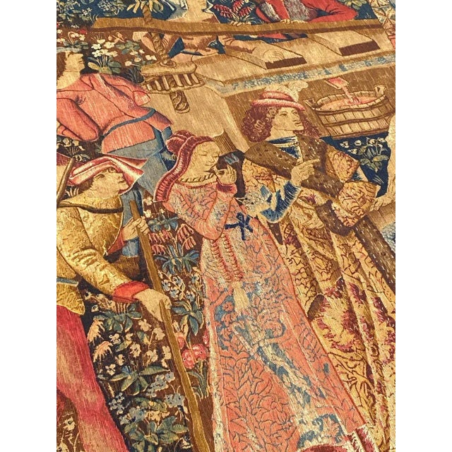 Vintage French Hand Printed Tapestry For Sale - Image 9 of 18