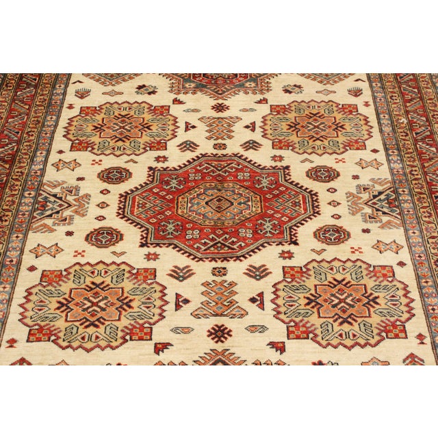 Rustic Super Kazak Beige/Rust Wool Rug - 5'6'' X 8'0'' For Sale In New York - Image 6 of 8