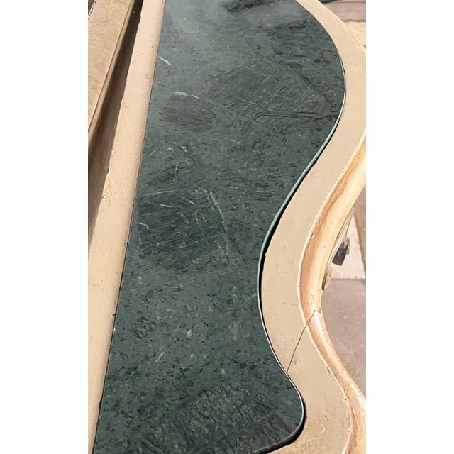 Green 19th Century Rococo Style Italian Console Table Marble Top For Sale - Image 8 of 18