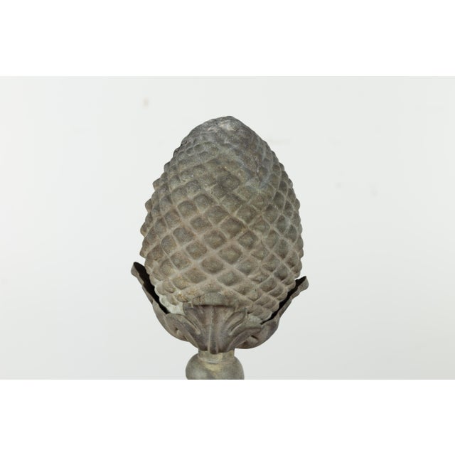 French Turn of the Century 1900s Zinc Pinecone Fragment with Acanthus Leaves For Sale - Image 9 of 12