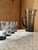 Glass Mid-Century Modern Smoky Grey Woodgrain Bark Glass Pitcher and Tumbler Set, 1970, Set of 5 For Sale - Image 7 of 16