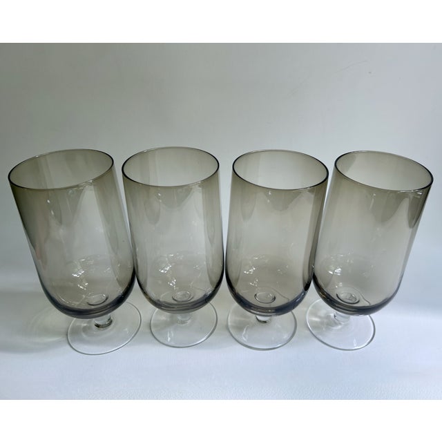 Tall Set of 4 Crystal Tawny & Clear Stem Glasses, 1970's For Sale - Image 9 of 18