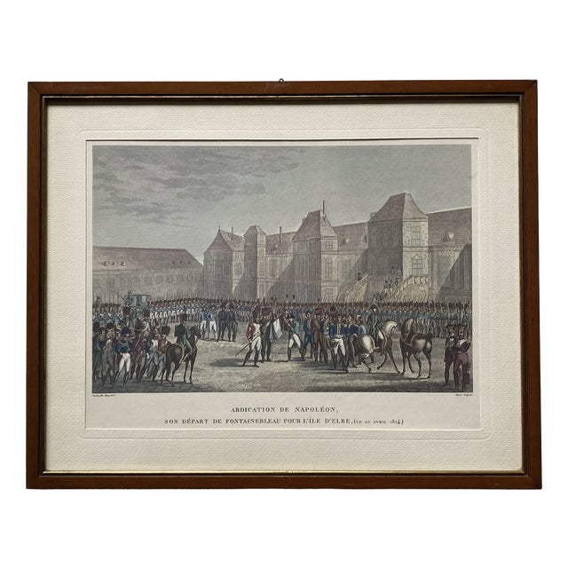 François Pigeot, Napoleon's Abdication at Fontainebleau, 1800s, Engraving For Sale