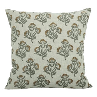 Floral Print Cushion Cover – Thick Linen Fabric 22x22 Inch Bael Patr For Sale