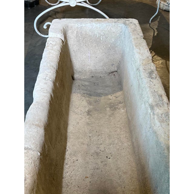 French Country A Long Antique White Limestone Trough From Eastern France, Circa 1800 For Sale - Image 3 of 18