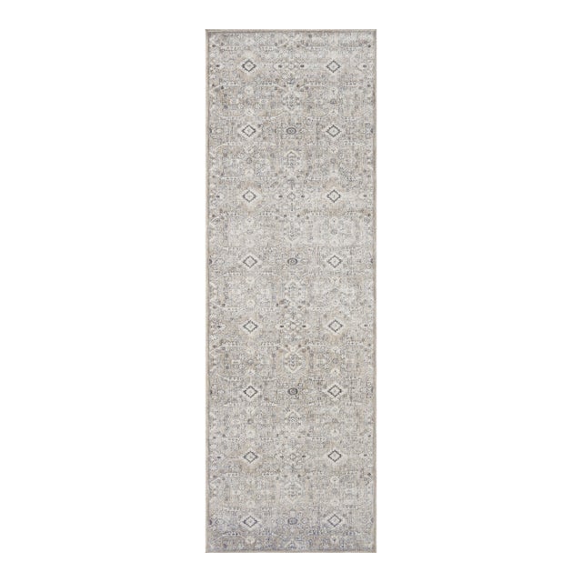 Amber Lewis x Loloi Zuma Silver / Sky 2'-7" x 10'-0" Runner Rug For Sale