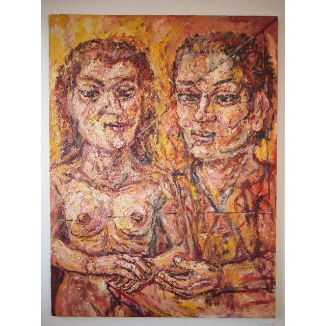 Original Expressionist Peter Passuntino Abstract Painting of Nude Woman Couple For Sale - Image 10 of 10