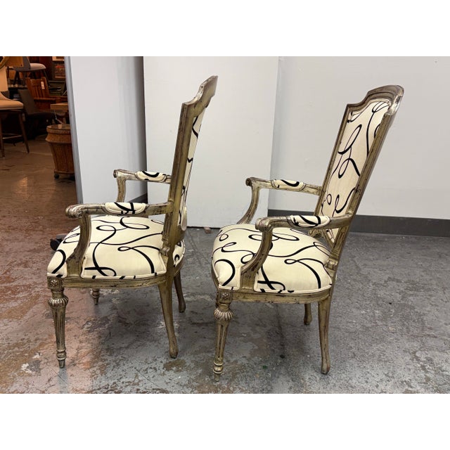French Neoclassical Circa 1930's Armchairs, Pair For Sale - Image 4 of 12