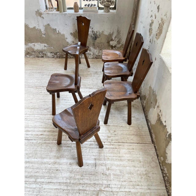 Vintage Oak Folk Art Chairs, 1950s, Set of 6 For Sale - Image 14 of 18