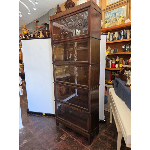 American Antique Hale Lawyers Bookcase Barrister Bookcase 5 Stack Tall Walnut For Sale - Image 3 of 9