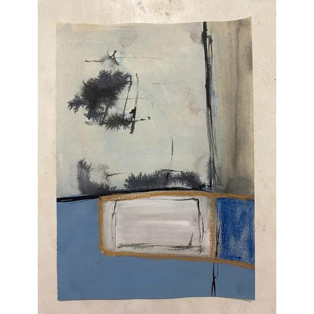 "Now I Float" is an original abstract mixed media painting on paper by Zac Woodiel. This piece features various...