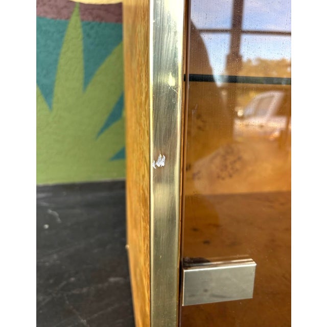 Postmod Thomasville Burl & Smoked Glass Illuminated Curio Cabinet For Sale - Image 12 of 15