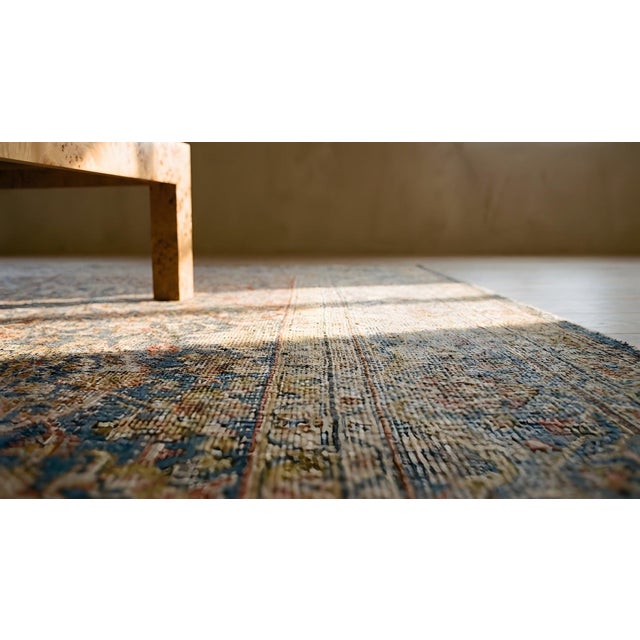 Splendid Gray Filed With Floral Motifs Geometric Design Antique Persian Kazvin Rug For Sale - Image 15 of 15